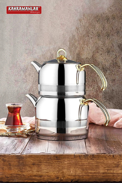 Kahramanlar Enza Mega Size Gold Teapot Set