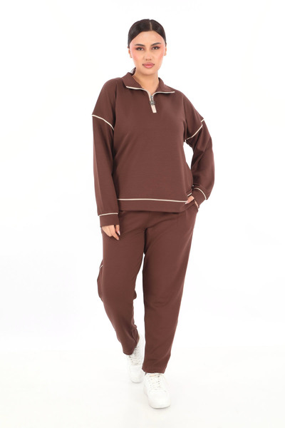 zitex Σετ αθλητικής φόρμας από ύφασμα Modal με μισό φερμουάρ στα πλαϊνά και λ...