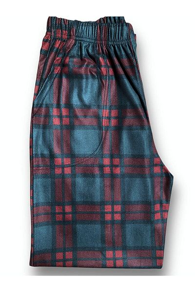 FORMO Men's Red Plaid Suede High Quality Soft Winter Pajama Bottoms with Pockets
