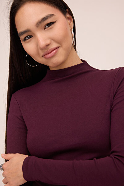 Addax Βασική μπλούζα με μακρυμάνικο γιακά B1710-M13