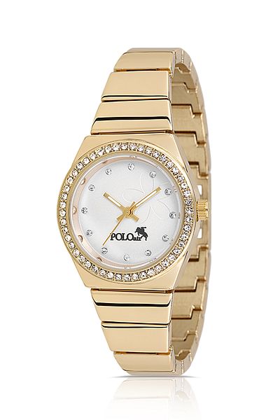 Polo Air ساعة يد نسائية فاخرة بتفاصيل حجرية - ذهبي PL-1490B1x
