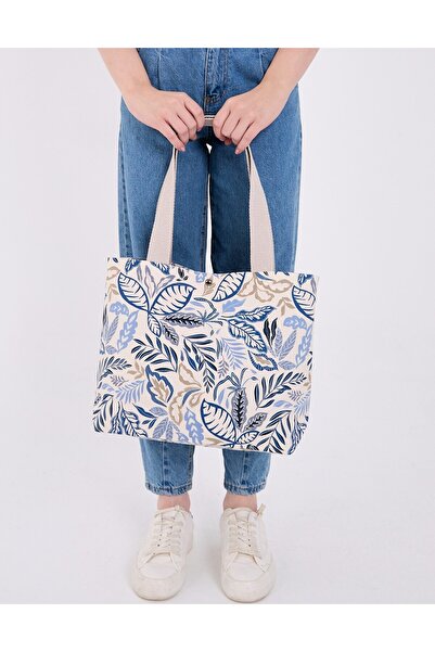 Pure Touch |   Canvas Women's Bag, Large Size, Lined, Snap Fastener, Inner Po...