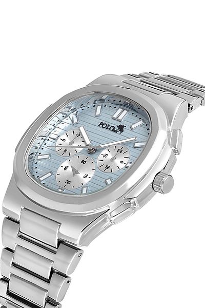 Polo Air Men's Silver Blue Metal Cord Wrist Watch - Pl-0926E2X
