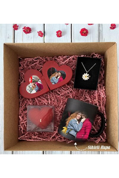 Bk Gift Kişiye Özel Kalp Puzzle Çerçeve & Sevgililer Günü Tasarımlı Kupa & Ka...