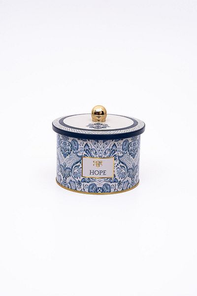 EVLE Metal Multi-Purpose Textured Storage Container, Decorative Storage Box 14 Cm, Azulejos Er141-6e