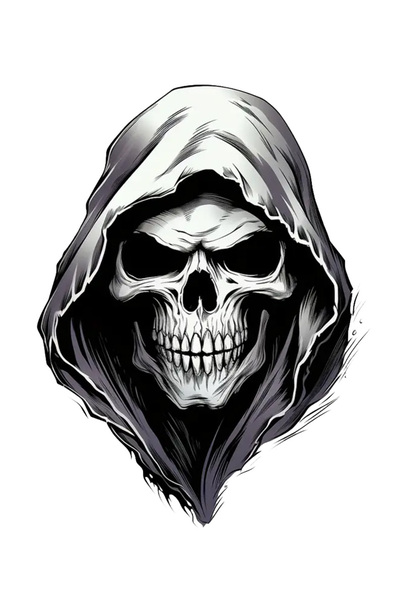 MegaSticker Kapşonlu Kurukafa Araba, Motorsiklet, Kask, Laptop, Cam Sticker 1...