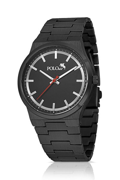 Polo Air ساعة يد رجالية - حبل معدني كلاسيكي، لون أسود، PL-0916E1x
