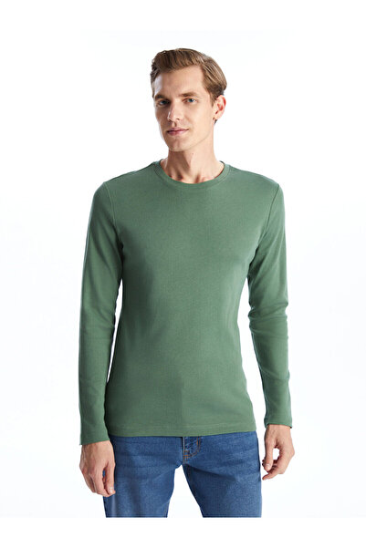 LC Waikiki Nevavm with Difference, Oval Collar Long Sleeve Combed Cotton Men'...