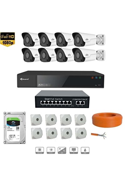 Uniview 4 Mp Ip Kamera 8 Kameralı Full Hd Set