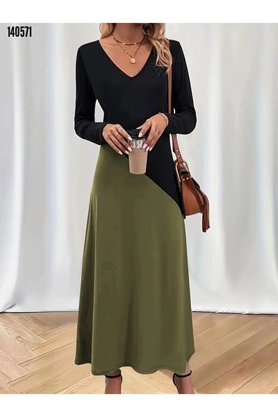 Kokosh moda Rochie lungă din viscoză cu decolteu în V pentru femei