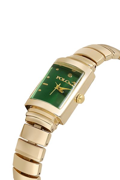 Polo Air ساعة يد نسائية عتيقة باللون الذهبي والأخضر - PL-1491B3x
