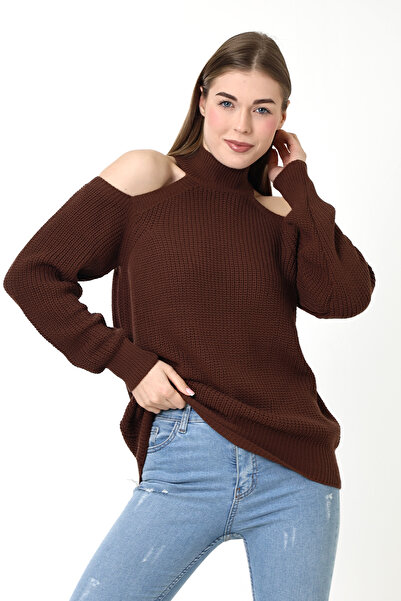 Devinka Γυναικείο πουλόβερ με μισό ψαρά ώμου χαμηλού κοψίματος casual πλεκτό