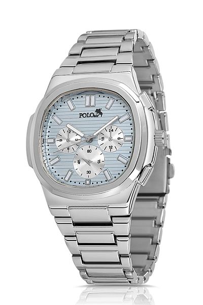 Polo Air Men's Silver Blue Metal Cord Wrist Watch - Pl-0926E2X