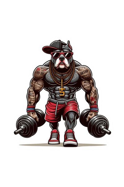 MegaSticker Fitness Pitbull - Autocolante 13x13 cm pentru mașină, motocicletă, cască și laptop