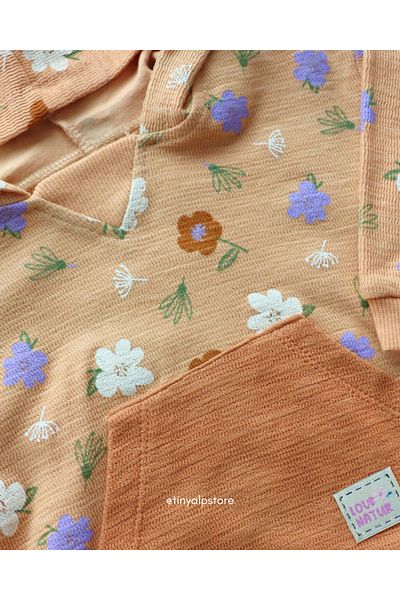 Necix's Design Patterned Soft Comfortable Fabric Hooded Baby Girl Set
