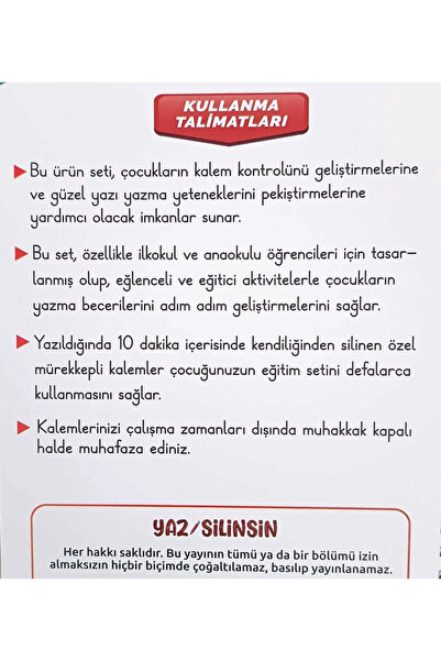 LRS STORE Alfabe Sihirli Yazı Seti Silinebilir Kelem Kabartmalı Eğitici Oyun ...