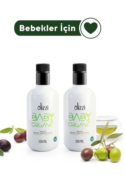 Olizzi Baby Organik Natürel Sızma Soğuk Sıkım Bebek Zeytinyağı 250 ml X 2 Adet