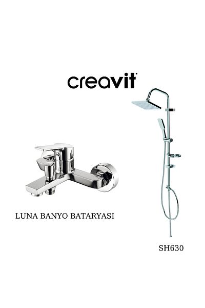 Creavit Luna Bathroom Faucet and Sh630 Overhead Shower System