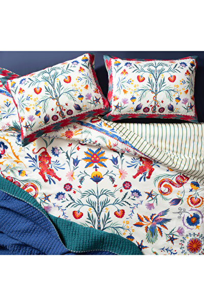 Zsa Zsa Zsu Lahor Nakışlı Baskılı 300 Tc Saten Kıng Sıze Pamuk Saten %100 Pam...