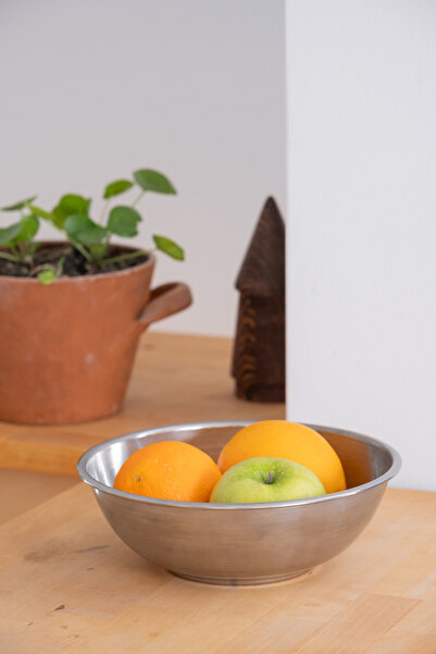 Beige & Stone Metal 22 cm Salad Corn Fruit Presentation Bowl