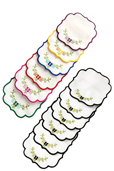 Nisahometeks 12 Adet Kanaviçe Kokteyl Peçetesi Parti Peçetesi Sunum Peçetesi