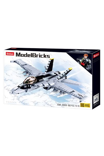 Sluban Model Bricks Series -Fighter Jet Building Blocks With Mini Figur and Motorcycle