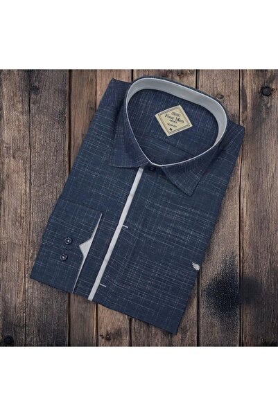 EREN STYLE قميص أكسفورد قطني بأكمام طويلة للرجال (قصة عادية)