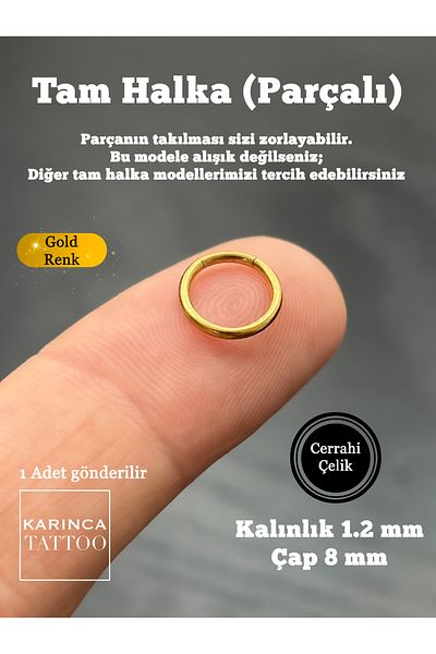 Karınca Piercing 8 Mm Gold Color Full Hoop Helix Rook Nose Ear Septum Tragus Piercing Earrings