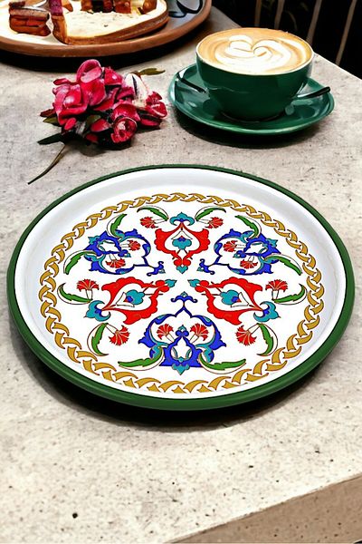 İnci Emaye 22 Cm Single Presentation Tray - Brown Serving Plate