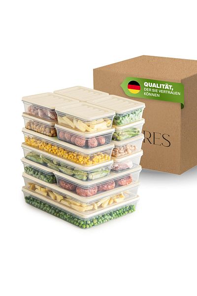 Viwares Stapelbare Frischhaltedosen 16er Set, Gefrierfach & Kühlschrank Organizer mit Deckel