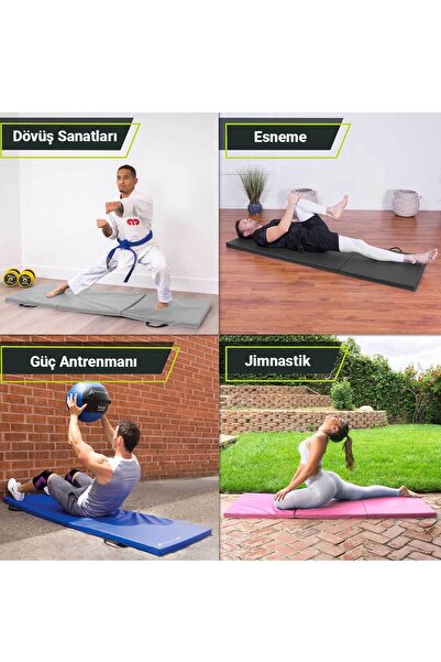 RevuBaby Üç Katlı Katlanabilir Kalın Spor  Egzersiz Matı Temel Egzersiz Minderi  Pilates Minderi 4CM Kalınlık