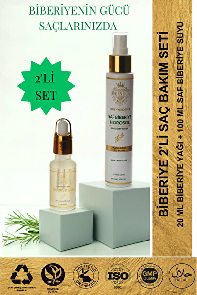 Majestica Doğal Biberiye Suyu Ve 20 ml Biberiye Yağı 2'li Saç Bakım Seti