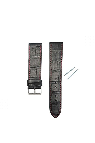 RECORDS حزام جلدي RC3004R - خياطة سوداء وحمراء - 20 مم