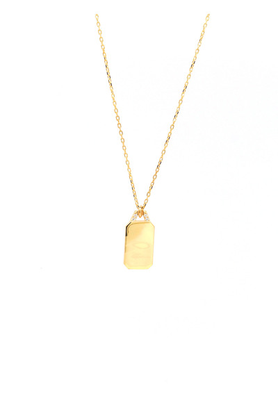 Own Jewelry Plaka Künye Kolye Zirkon Taş Detaylı 14 Ayar Altın Kaplama 925 Ay...