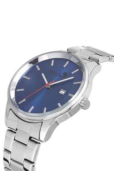 Polo Air Classic Metal Men's Wrist Watch with Calendar Silver Navy Color Pl-0964E2X