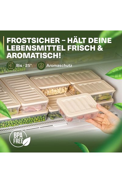 Viwares Stapelbare Frischhaltedosen 4er Set, Gefrierfach & Kühlschrank Organizer mit Deckel