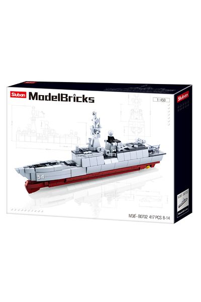 Sluban Model Bricks Series - Battleship Building Blocks 417 PCS with 4 Vehicles