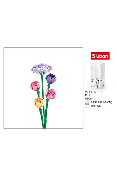 Sluban Flower Vase Building Kit - A Unique Flower Container with 187 PCS and Flowers Peony