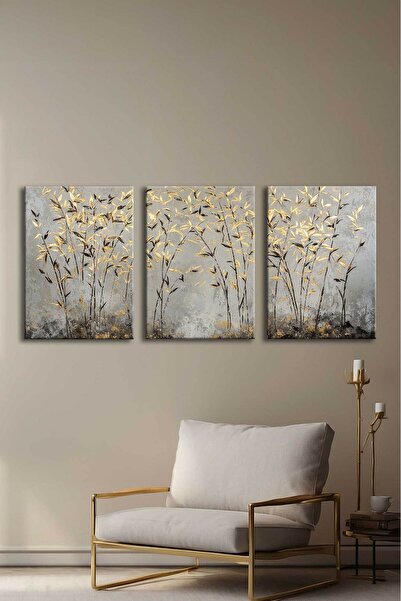 Voovart Kanvas Çiçekler Duvar Tablosu 3’lü Canvas Tablo Seti - VOOV4313