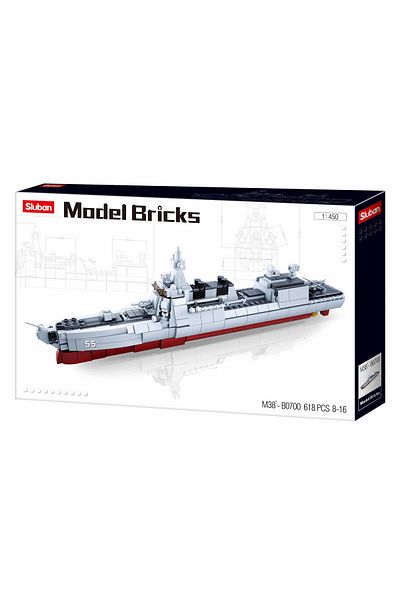 Sluban Model Bricks Series - Destroyer Ship Building Blocks 618 PCS With 4 Mini Figurese