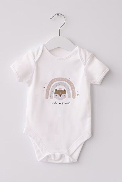 Lilabio 100% Organic Cotton 3-Piece Printed Short Sleeve Baby Body Rainbow Rabbit