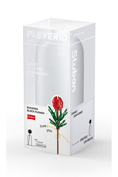 Sluban Flower Vase Building Kit - A Unique Flower Container with 243 PCS and Flowers Red