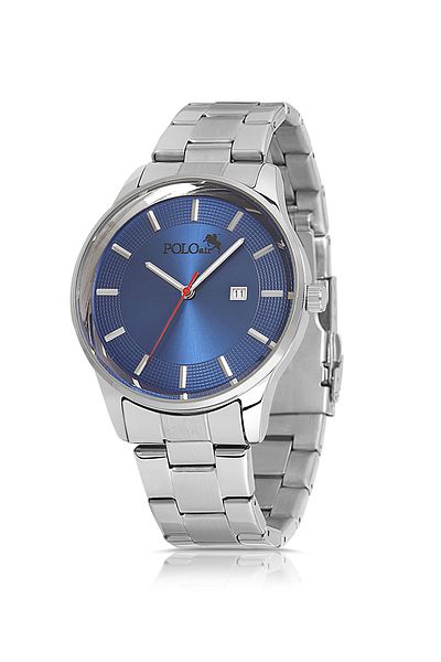 Polo Air Classic Metal Men's Wrist Watch with Calendar Silver Navy Color Pl-0964E2X