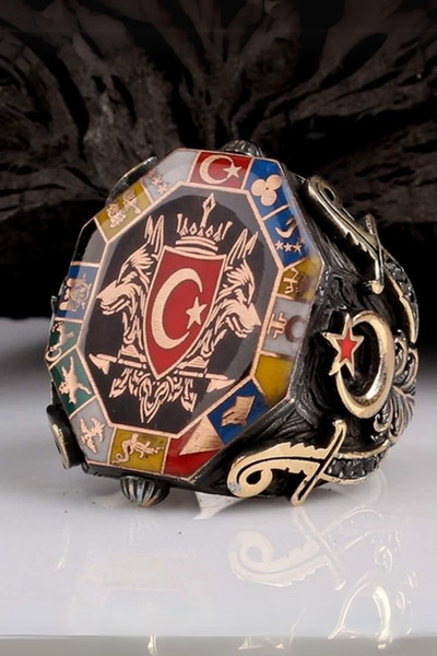 Diriliş Takı Çift Bozkurt 16 Türk Devleti Gümüş Yüzük