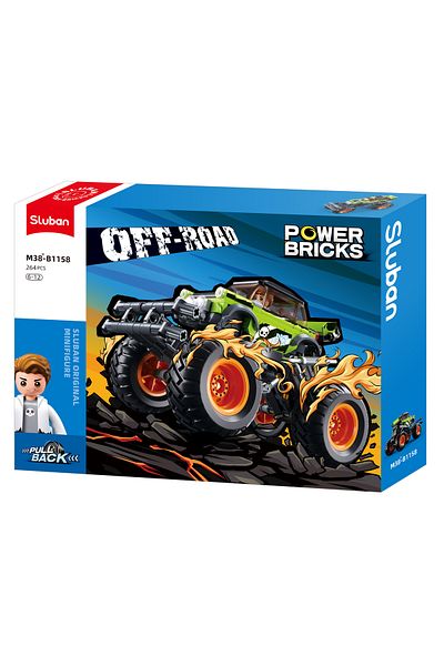 Sluban Power Bricks Series, Off-Road Vehicle Building Set 264 Pieces, with Mini Figure,Green