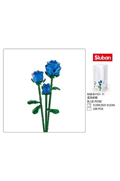 Sluban Flower Vase Building Kit - A Unique Flower Container with 254 PCS and Blue Roses