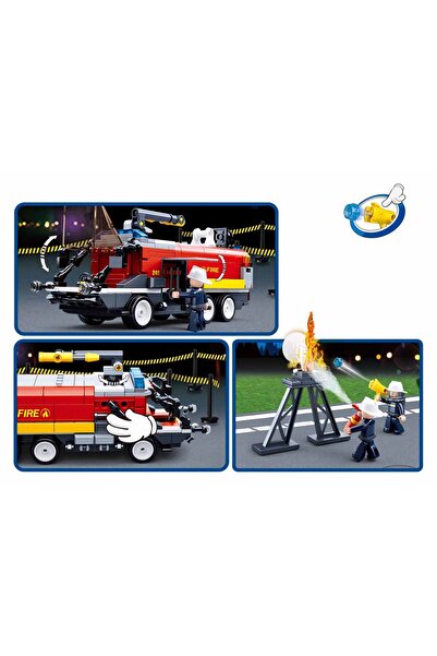 Sluban سلسلة فاير - مكعبات بناء سيارة إطفاء المطار 381 قطعة مع 3 شخصيات صغيرة