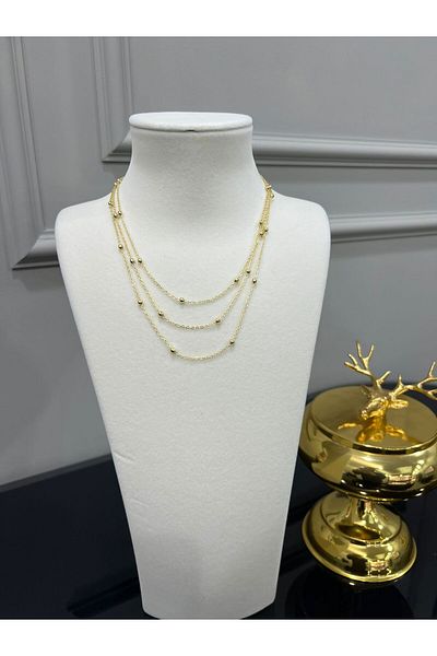 Store قلادة بتصميم بسيط مع سلسلة كروية مكونة من 3 قطع