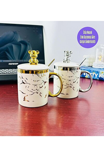 Gift Moda Figürlü Ve Mermer Desenli Seramik Kupa