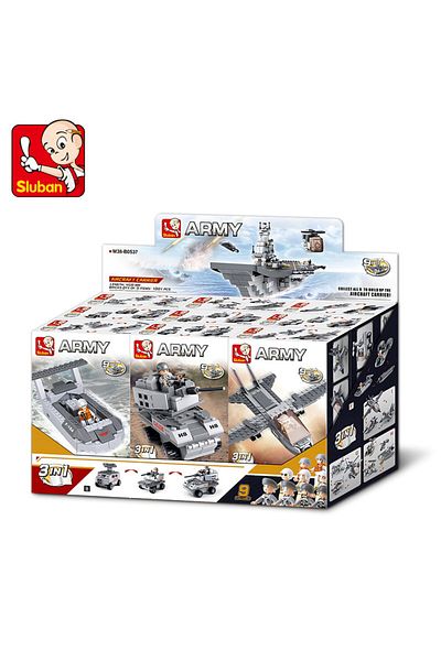 Sluban Army Series - Aircraft Carrier 9 Into 1 Building Block with Mini Figures